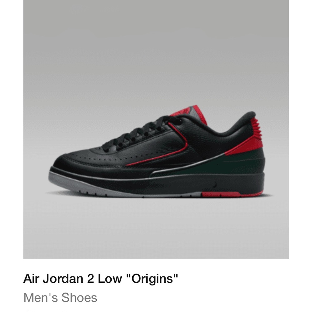 Jordan 2 Low 'Origins' Black Red Sneakers
